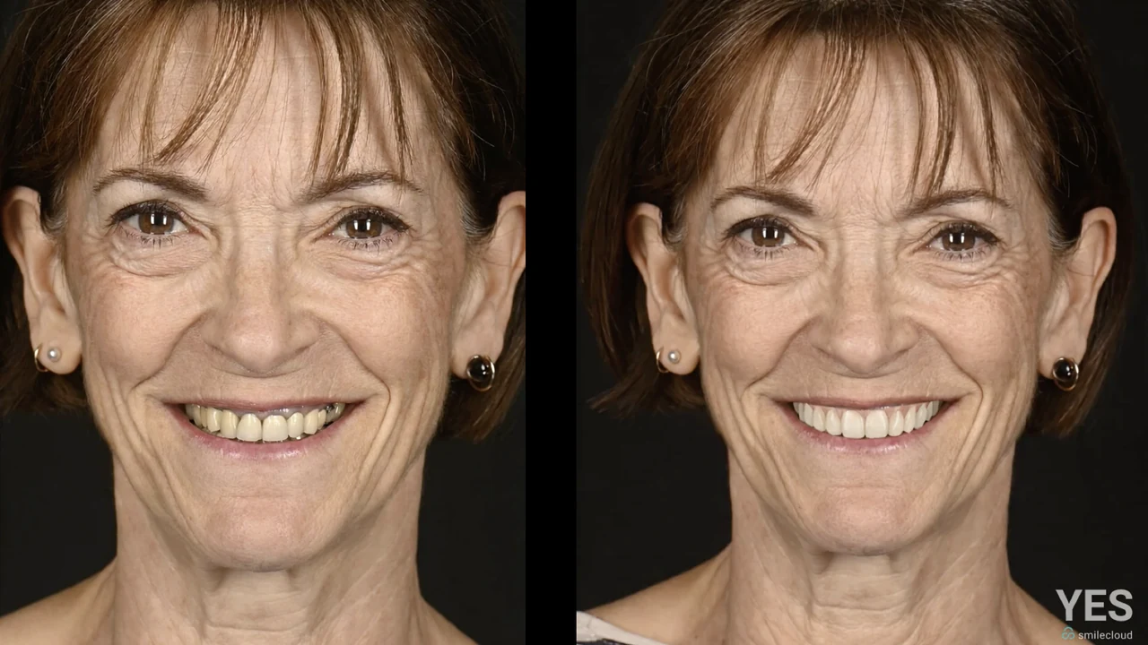 Complet fixe sur implants : comparaison du sourire et simulation